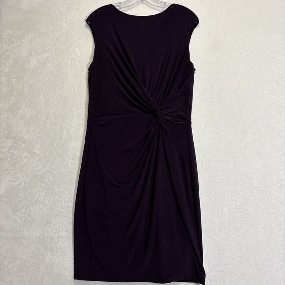 Lauren Ralph Lauren Twist Knot Sheath Dress Size 16 Purple Sleeveless Stretch - Picture 1 of 11